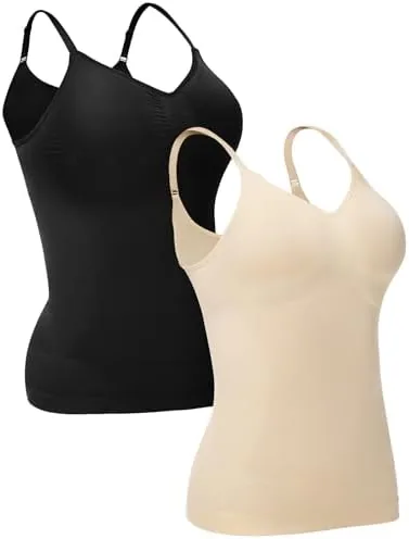 shapewear compression camisoles for women tummy control tank top 2 pack