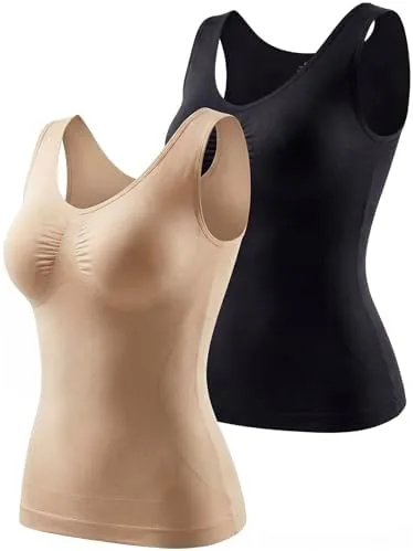 shapewear tank tops for womentummy control compression undershirts 2 pack